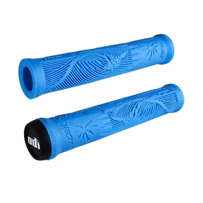 Gripy ODI Hucker Signature Flangeless Light Blue pro freestyle koloběžky a BMX